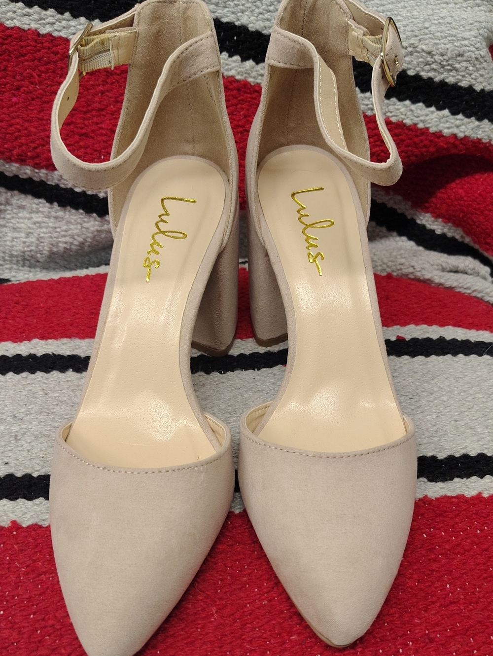 Lulu's Nude Pointed-Toe Ankle Strap Heels